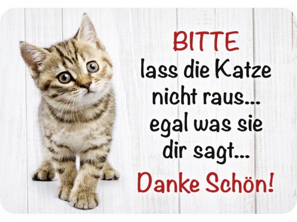 Kulthänger Blechschild Lass Die Katze Nicht Rein Kh045